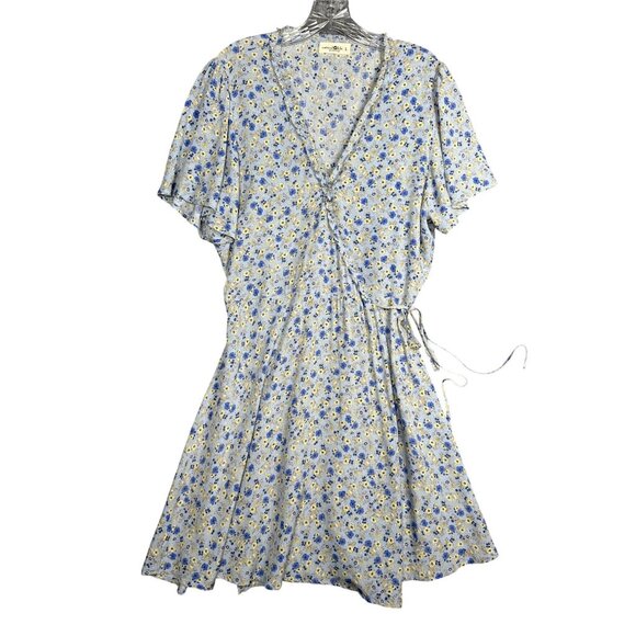 Natural Life Mini Wrap Dress Large Peasant Ditsy Floral Boho Summer Cottage - Picture 2 of 10